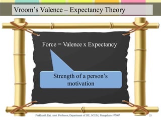 Vroom’s Valence – Expectancy Theory
Force = Valence x Expectancy
Strength of a person’s
motivation
29
 