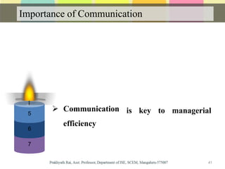 Importance of Communication
7
6
5 is key to managerial Communication
efficiency
41
 
