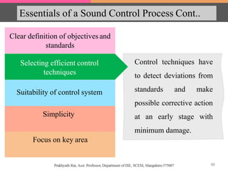 Essentials of a Sound Control Process Cont..
Selecting efficient control
techniques
Control techniques have
to detect deviations from
standards and make
possible corrective action
at an early stage with
minimum damage.
Clear definition of objectives and
standards
Selecting efficient control
techniques
Suitability of control system
Simplicity
Focus on key area
66
 