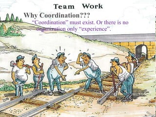“Coordination” must exist. Or there is no 
organization only “experience”. 
 
