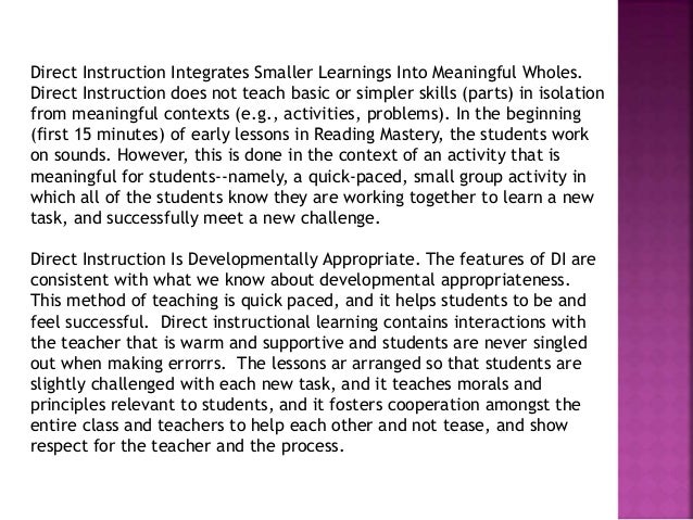 Direct instructional learning