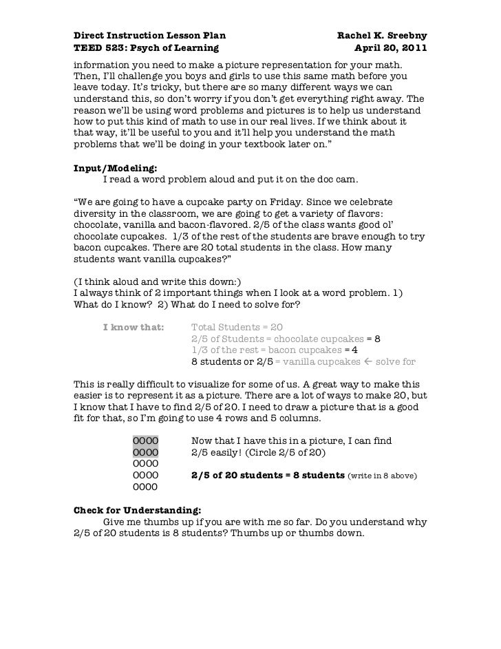direct instruction lesson plan example