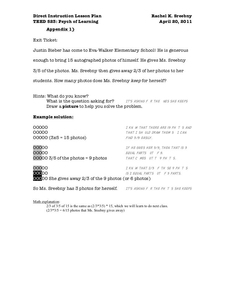 direct instruction lesson plan example
