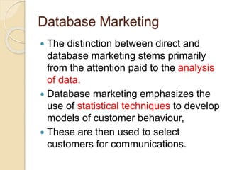 Direct, internet & database marketing(titto sunny) | PPTX