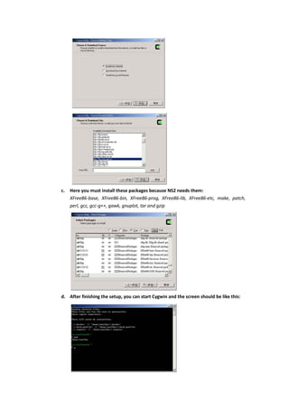 Direction of building ns2 using cygwin under windows system | PDF