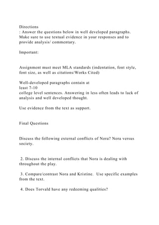 Directions Answer the questions below in well developed paragraph.docx