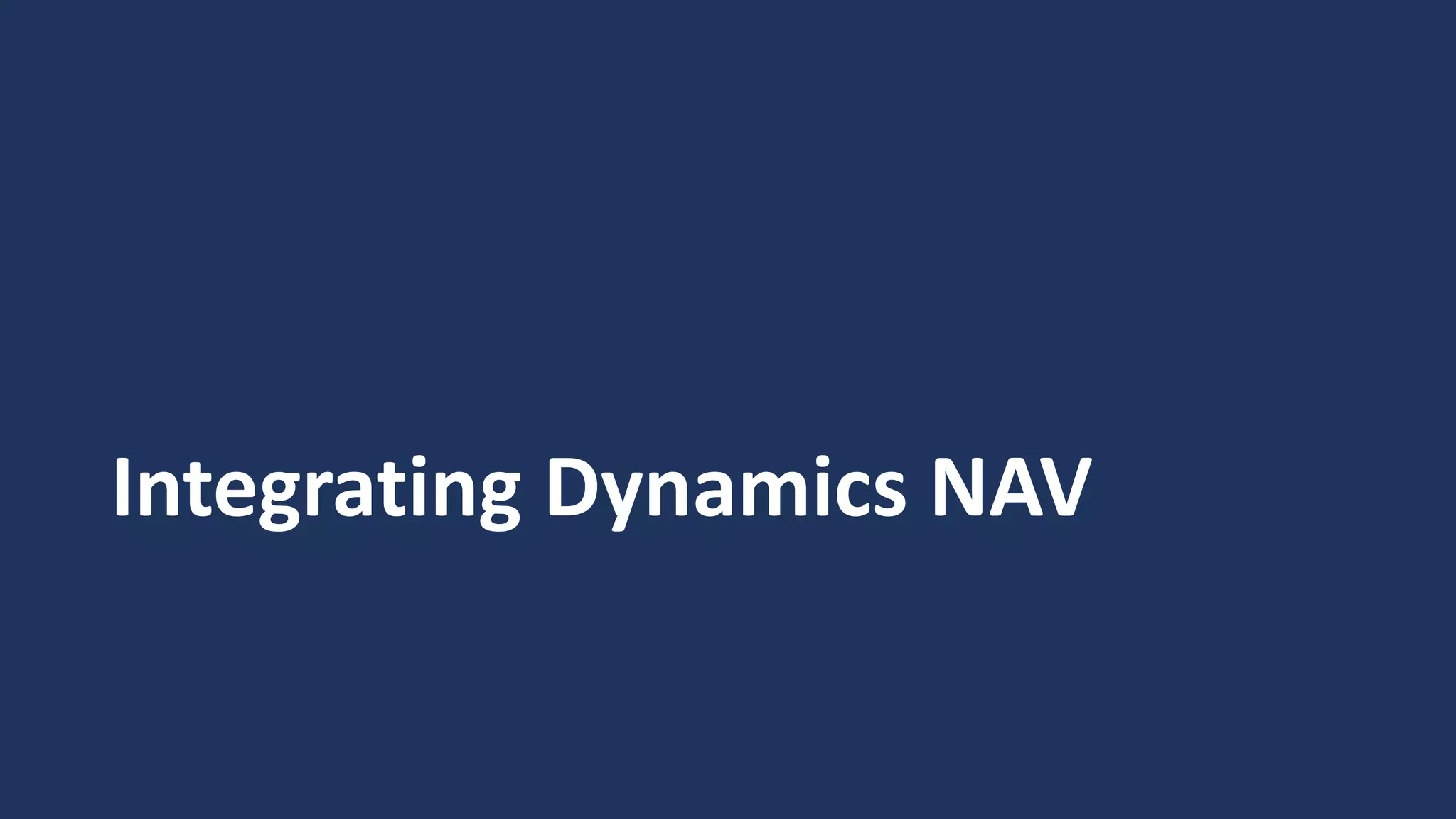 Integrating Dynamics NAV
 