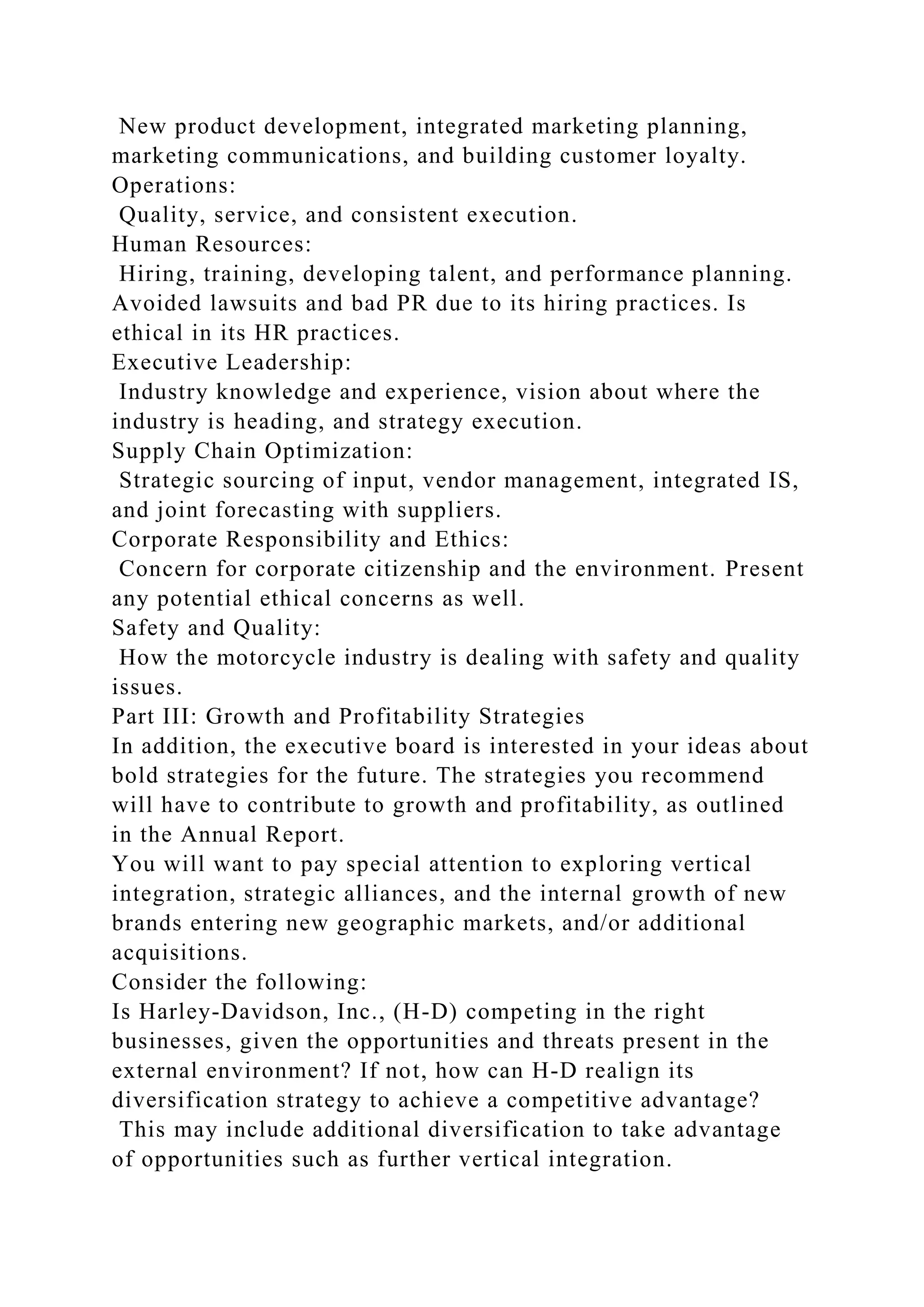 Directions Create a Feasibility Study for HarleyDavidson using the.d…