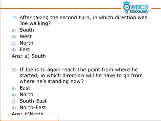 Direction Sense Problems in Reasoning WBCS Exam | PPT