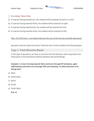 Direction sense test tricks | PDF