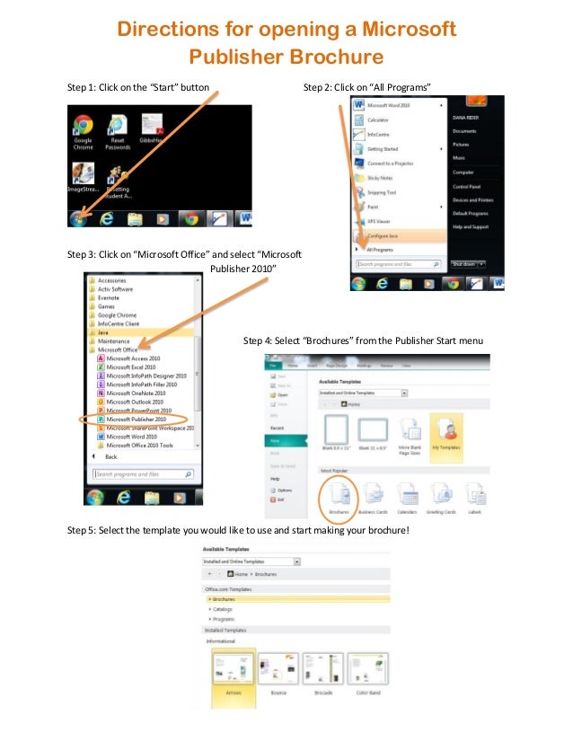 directions for opening a microsoft publisher brochure brochure microsoft publisher