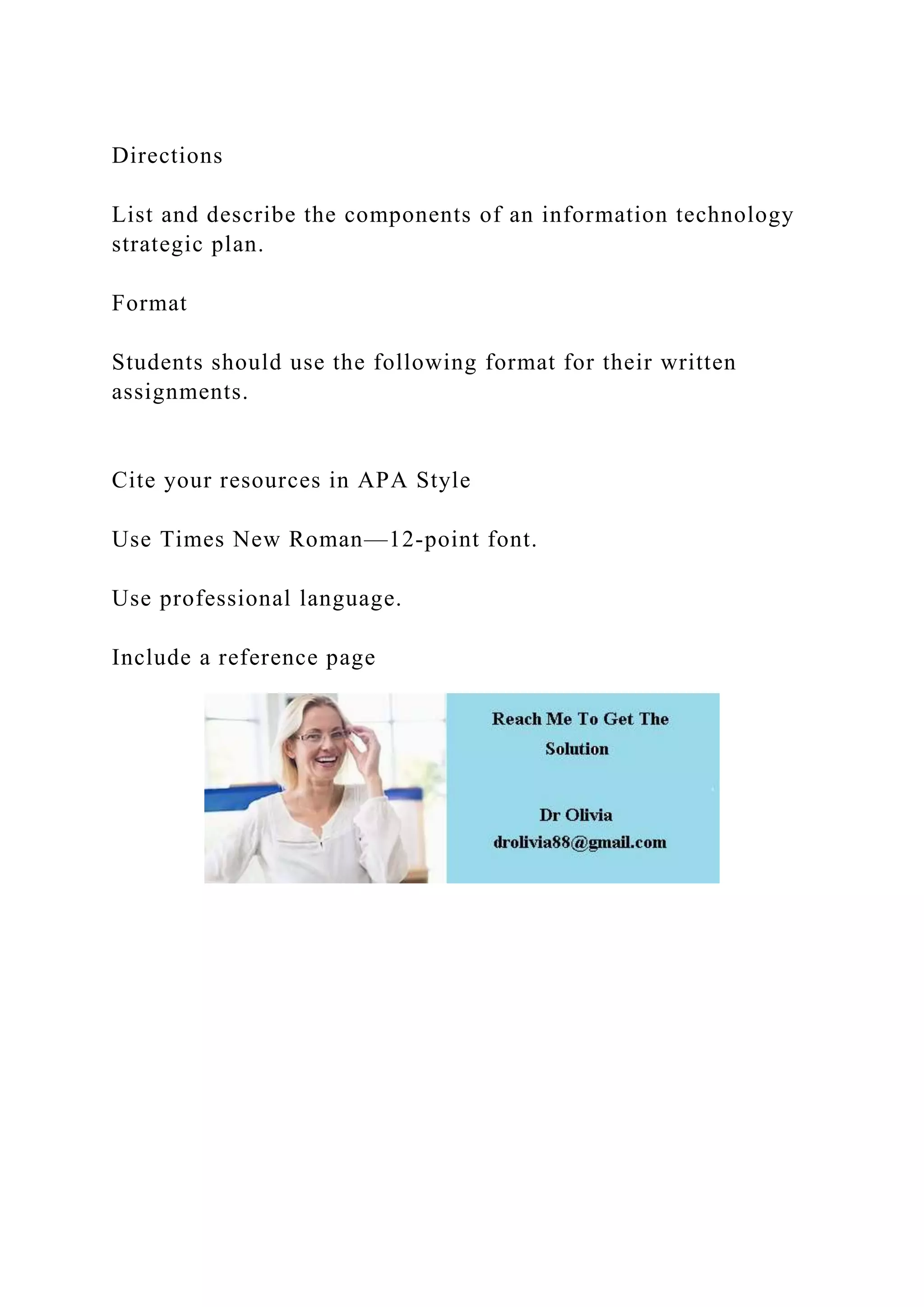 DirectionsList and describe the components of an information tec.docx