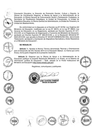 DIRECTIVA DEL AÑO ESCOLAR 2014