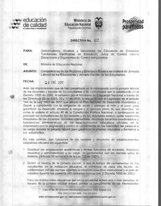 Directiva ministerial 02 enero 26 de 2012