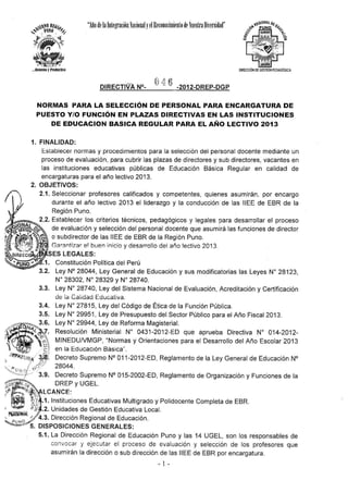 Directiva nº 046 2012 encargaturas de direccion