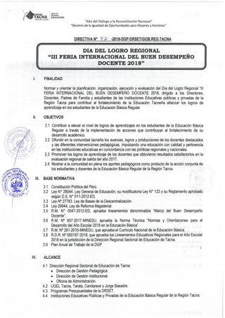 Directiva regional logros de 2018  RECONOCIMIENTO a Carmen Cohaila quispe