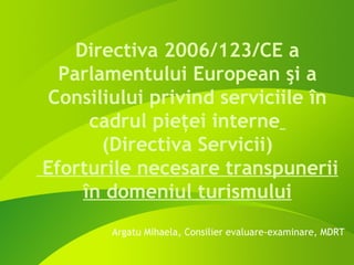 Directiva Servicii in domeniul turismului (Argatu Mihaela MDRT)