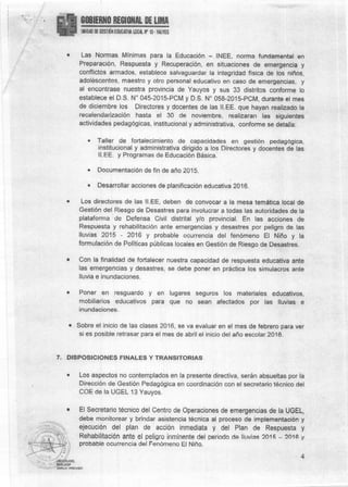 Directiva lluvias y FEN