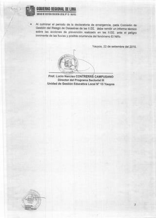 Directiva lluvias y FEN