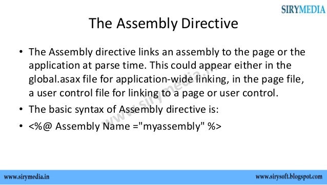 directives 4 assembler asp.net Directives in