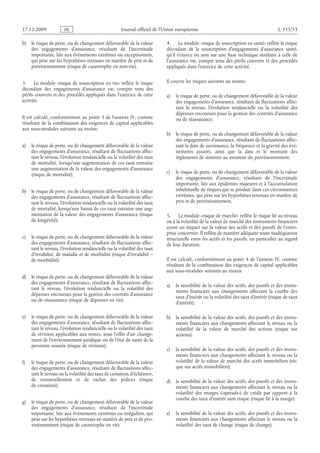 Journal officiel de l’Union européenne L 335/53
b) le risque de perte, ou de changement défavorable de la valeur
des engagements d’assurance, résultant de l’incertitude
importante, liée aux événements extrêmes ou exceptionnels,
qui pèse sur les hypothèses retenues en matière de prix et de
provisionnement (risque de catastrophe en non-vie).
3. Le module «risque de souscription en vie» reflète le risque
découlant des engagements d’assurance vie, compte tenu des
périls couverts et des procédés appliqués dans l’exercice de cette
activité.
Il est calculé, conformément au point 3 de l’annexe IV, comme
résultant de la combinaison des exigences de capital applicables
aux sous-modules suivants au moins:
a) le risque de perte, ou de changement défavorable de la valeur
des engagements d’assurance, résultant de fluctuations affec­
tant le niveau, l’évolution tendancielle ou la volatilité des taux
de mortalité, lorsqu’une augmentation de ces taux entraîne
une augmentation de la valeur des engagements d’assurance
(risque de mortalité);
b) le risque de perte, ou de changement défavorable de la valeur
des engagements d’assurance, résultant de fluctuations affec­
tant le niveau, l’évolution tendancielle ou la volatilité des taux
de mortalité, lorsqu’une baisse de ces taux entraîne une aug­
mentation de la valeur des engagements d’assurance (risque
de longévité);
c) le risque de perte, ou de changement défavorable de la valeur
des engagements d’assurance, résultant de fluctuations affec­
tant le niveau, l’évolution tendancielle ou la volatilité des taux
d’invalidité, de maladie et de morbidité (risque d’invalidité –
de morbidité);
d) le risque de perte, ou de changement défavorable de la valeur
des engagements d’assurance, résultant de fluctuations affec­
tant le niveau, l’évolution tendancielle ou la volatilité des
dépenses encourues pour la gestion des contrats d’assurance
ou de réassurance (risque de dépenses en vie);
e) le risque de perte, ou de changement défavorable de la valeur
des engagements d’assurance, résultant de fluctuations affec­
tant le niveau, l’évolution tendancielle ou la volatilité des taux
de révision applicables aux rentes, sous l’effet d’un change­
ment de l’environnement juridique ou de l’état de santé de la
personne assurée (risque de révision);
f) le risque de perte, ou de changement défavorable de la valeur
des engagements d’assurance, résultant de fluctuations affec­
tant le niveau ou la volatilité des taux de cessation, d’échéance,
de renouvellement et de rachat des polices (risque
de cessation);
g) le risque de perte, ou de changement défavorable de la valeur
des engagements d’assurance, résultant de l’incertitude
importante, liée aux événements extrêmes ou irréguliers, qui
pèse sur les hypothèses retenues en matière de prix et de pro­
visionnement (risque de catastrophe en vie).
4. Le module «risque de souscription en santé» reflète le risque
découlant de la souscription d’engagements d’assurance santé,
qu’il s’exerce ou non sur une base technique similaire à celle de
l’assurance vie, compte tenu des périls couverts et des procédés
appliqués dans l’exercice de cette activité.
Il couvre les risques suivants au moins:
a) le risque de perte, ou de changement défavorable de la valeur
des engagements d’assurance, résultant de fluctuations affec­
tant le niveau, l’évolution tendancielle ou la volatilité des
dépenses encourues pour la gestion des contrats d’assurance
ou de réassurance;
b) le risque de perte, ou de changement défavorable de la valeur
des engagements d’assurance, résultant de fluctuations affec­
tant la date de survenance, la fréquence et la gravité des évé­
nements assurés, ainsi que la date et le montant des
règlements de sinistres au moment du provisionnement;
c) le risque de perte, ou de changement défavorable de la valeur
des engagements d’assurance, résultant de l’incertitude
importante, liée aux épidémies majeures et à l’accumulation
inhabituelle de risques qui se produit dans ces circonstances
extrêmes, qui pèse sur les hypothèses retenues en matière de
prix et de provisionnement.
5. Le module «risque de marché» reflète le risque lié au niveau
ou à la volatilité de la valeur de marché des instruments financiers
ayant un impact sur la valeur des actifs et des passifs de l’entre­
prise concernée. Il reflète de manière adéquate toute inadéquation
structurelle entre les actifs et les passifs, en particulier au regard
de leur duration.
Il est calculé, conformément au point 4 de l’annexe IV, comme
résultant de la combinaison des exigences de capital applicables
aux sous-modules suivants au moins:
a) la sensibilité de la valeur des actifs, des passifs et des instru­
ments financiers aux changements affectant la courbe des
taux d’intérêt ou la volatilité des taux d’intérêt (risque de taux
d’intérêt);
b) la sensibilité de la valeur des actifs, des passifs et des instru­
ments financiers aux changements affectant le niveau ou la
volatilité de la valeur de marché des actions (risque sur
actions);
c) la sensibilité de la valeur des actifs, des passifs et des instru­
ments financiers aux changements affectant le niveau ou la
volatilité de la valeur de marché des actifs immobiliers (ris­
que sur actifs immobiliers);
d) la sensibilité de la valeur des actifs, des passifs et des instru­
ments financiers aux changements affectant le niveau ou la
volatilité des marges («spreads») de crédit par rapport à la
courbe des taux d’intérêt sans risque (risque lié à la marge);
e) la sensibilité de la valeur des actifs, des passifs et des instru­
ments financiers aux changements affectant le niveau ou la
volatilité des taux de change (risque de change);
RF9002.21.71
 