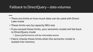Directquery Transformation Limit Direct Lake Deep Dive slides from Fabric Engineering Roadshow | PDF