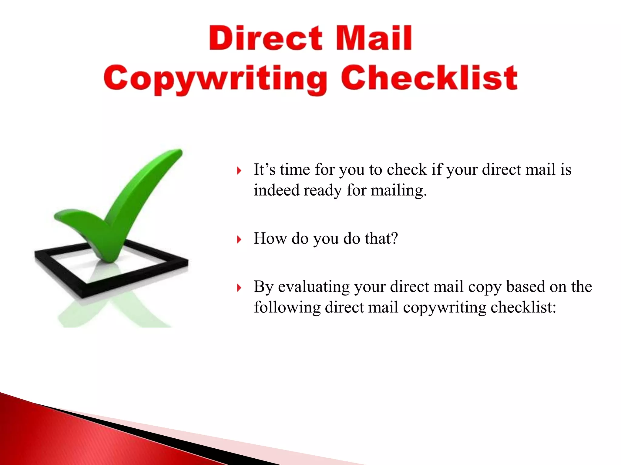 Direct Mail Copywriting Checklist | PPTX