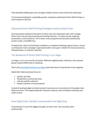 Direct Mail Printing How Rapid Color Helps Las Vegas Businesses Get ...