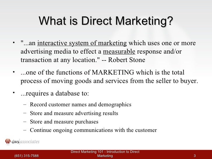 Direct marketing 101 workshop 1