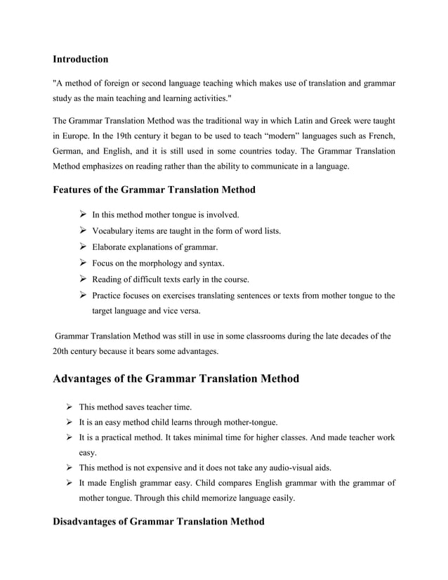 DIRECT METHOD VS GRAMMAR TRANSLATION PDF