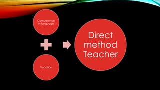 Competence
in language
Vocation
Direct
method
Teacher
 