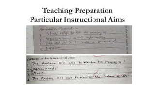 Teaching Preparation
Particular Instructional Aims
 