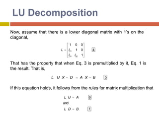 GaussianEliminationExample1. Write the augmented matrix for the system of linear equations.2.Use elementary row operations on theaugmented matrix [A|b] to transform A into upper triangular form.Change row 1 to row 2and vice versa