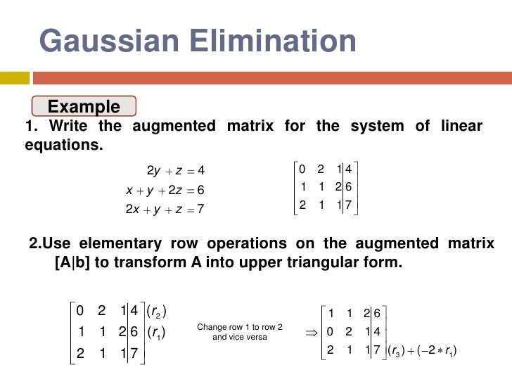 direct methods to solve linear equations systems triangular form