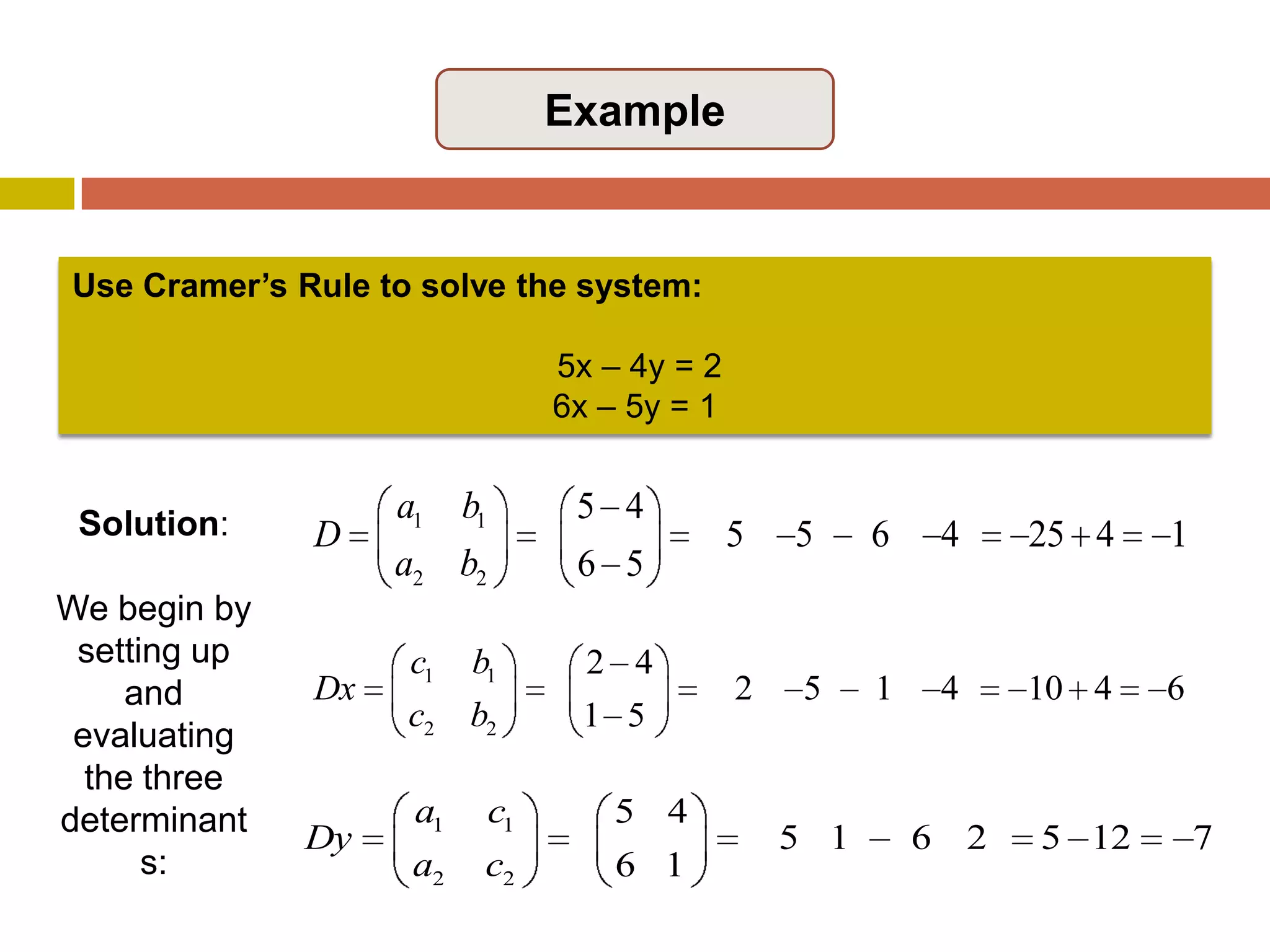 1. Graphical MethodWhen solving a system with two linear equations in two variables, we are looking for the point where the two lines cross. This can be determined by graphing each line on the same coordinate system and estimating the point of intersection.When two straight lines are graphed, one of three possibilities may result: