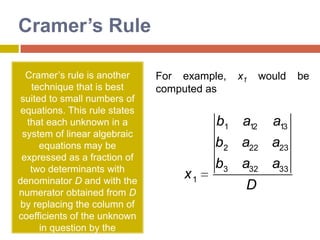 Small Systems of Linear EquationsGraphicalMethodCramer’s RuleTheElimination of Unknows