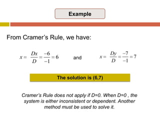 Graphical MethodWhen two lines cross in exactly one point, the system is consistent and independent and the solution is the one ordered pair where the two lines cross. The coordinates of this ordered pair can be estimated from the graph of the two lines:Case 1Independent system:one solution point