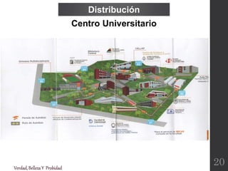 Verdad,BellezaY Probidad
Distribución
Centro Universitario
20
 