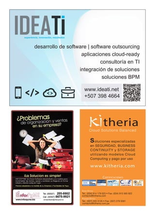 theria

Cloud Solutions Balanced

S oluciones especializadas
en SEGURIDAD, BUSINESS
CONTINUITY y STORAGE
utilizando modelos Cloud
Computing y pago por uso

www.kitheria.com
C ERTIFICACIONES

SPAIN O FFICE

Tel.: (034) 914 179 023 • Fax: (034) 915 565 822
contacto@kitheria.com
PANAMÁ O FFICE

Tel.: (507) 203 3135 • Fax: (507) 279 0581
contacto@kitheria.com.pa

 