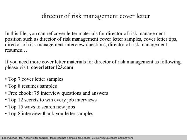 cover letter for director of risk management position