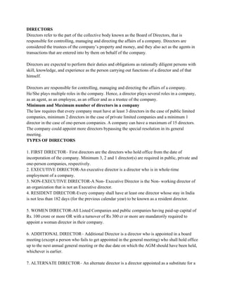 Directors, Types, Director Identification Number. | DOCX