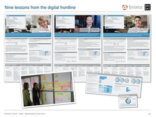 Nine lessons from the digital frontline!




Directors’ Forum – Retail : Wednesday 20 June 2012!   14!
 