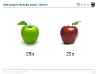 Nine lessons from the digital frontline!




                                              25p!    29p!


Directors’ Forum – Retail : Wednesday 20 June 2012!          38!
 