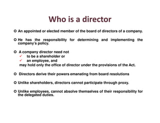 Directors Role & Liabilities