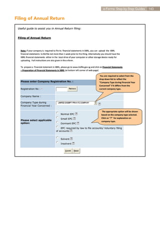 e-Forms: Step-by-Step Guides   143


Filing of Annual Return




                                       Contents
 