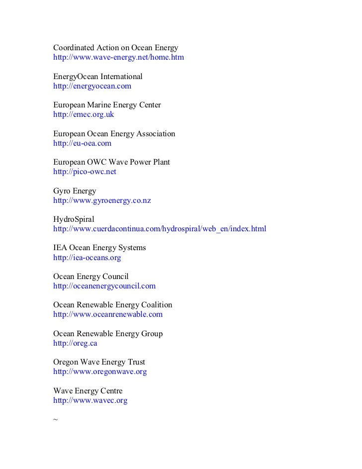 Wave Energy Directory