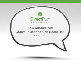 JUNE 7, 2017
How Customized
Communications Can Boost ROI
 