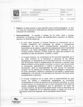 DIRECTRICES SALIDAS PEDAGÓGICAS