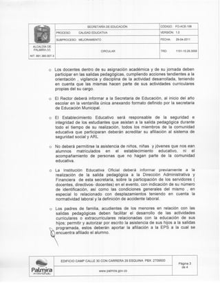 DIRECTRICES SALIDAS PEDAGÓGICAS