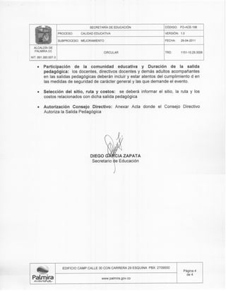 DIRECTRICES SALIDAS PEDAGÓGICAS